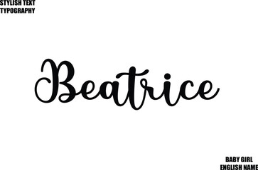 Beatrice Baby Girl Name Stylish Cursive Text Typography 