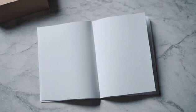 white book lying on white marble table mockup, ai generated, ai