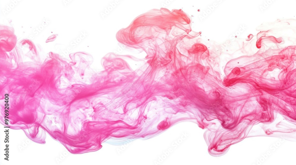 Poster vibrant pink ink swirls and disperses in water, creating a beautiful display of color and fluid move