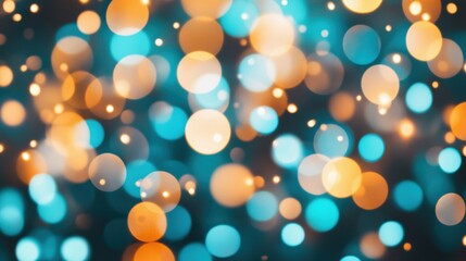 Soft, colorful bokeh lights in blue and orange blur together, enhancing the festive atmosphere of a night event