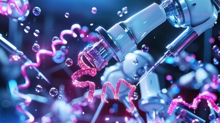 Fototapeta premium A group of researchers deploying AI to automate the synthesis and testing of genetically engineered proteins.