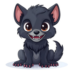 Cute Werewolf in Cartoon Style on Halloween Themed Isolated Background