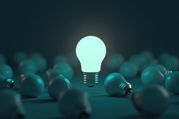 Hand-holding lightbulb with brain on bokeh background for creative and smart thinking idea concept. Beautiful simple AI generated image