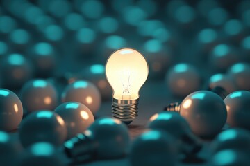 Hand-holding lightbulb with brain on bokeh background for creative and smart thinking idea concept. Beautiful simple AI generated image