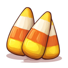 Fototapeta premium Cute Cartoon Style Candy Corn Halloween Themed Confection Isolated on White Background