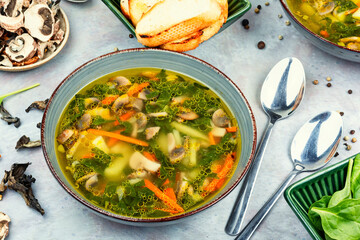 Mushroom and spinach soup.
