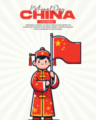 China National Day social media post banner template Celebration Design