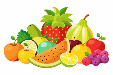 Vector illustration with fruits on a white background