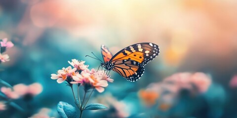 Obraz premium butterfly resting on a blooming flower 