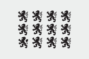 set of black silhouettes depicting various royal heraldic lions  © TrustMaker Design