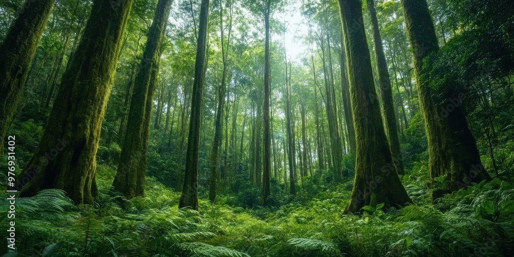 Canvas Prints lush rainforest with towering trees