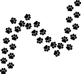 Illustration of a path with pet footprints. Art for veterinary clinic or pet shop