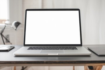 Blank Laptop Screen mockup on Office Desk