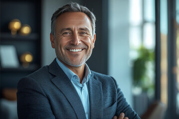 Fototapeta premium Confident Businessman Smiling in Suit