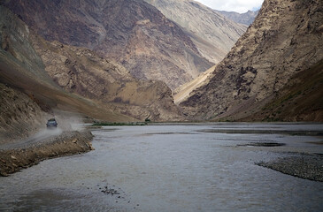 Road along the Bartang Valley in the Gorno-Badakhshan region in Tajikistan