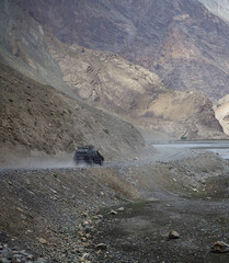 Road along the Bartang Valley in the Gorno-Badakhshan region in Tajikistan