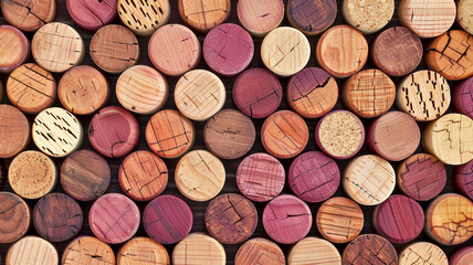 Wine corks pattern, Various wooden wine corks