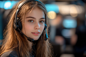 Portrait of a Young Woman Wearing Headphones