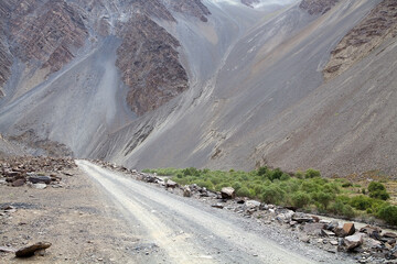 Landscape along the Bartang River in the Gorno-Badakhshan region in Tajikistan