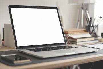 Blank Laptop Screen mockup on Office Desk