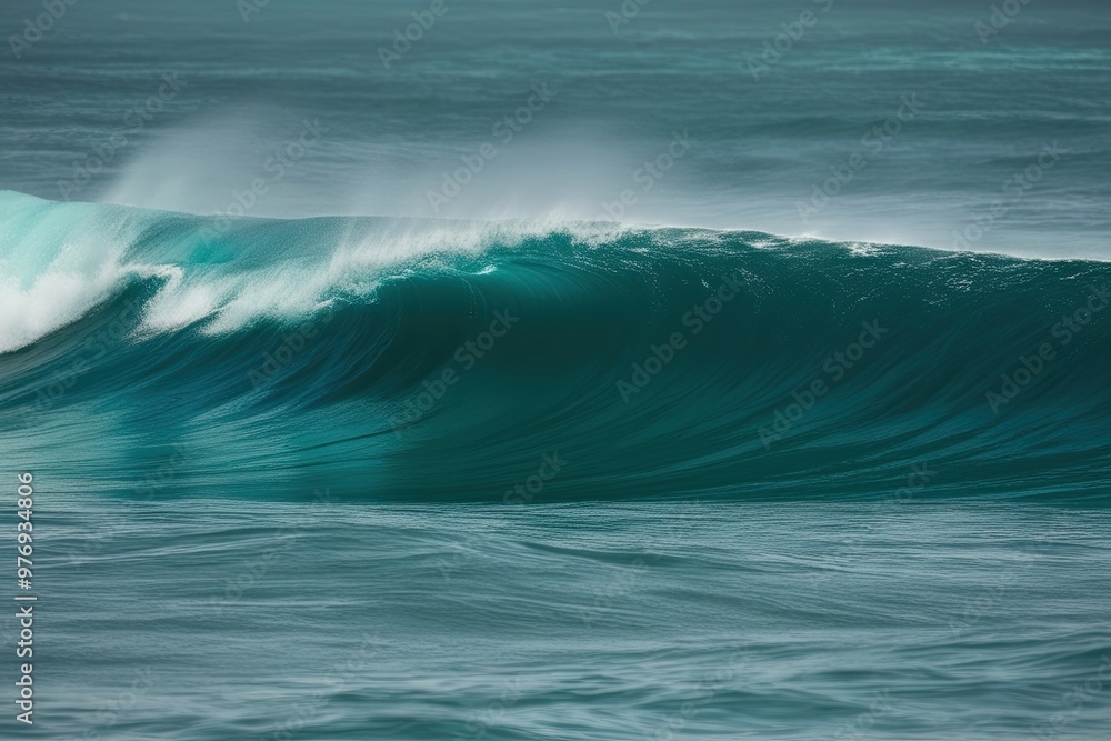 Poster teal wave background with mottled texture and soft shades for a tranquil design