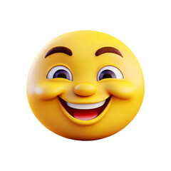 happy laughing emoticon on white background . 3d rendering
