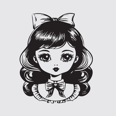 beauty baby doll vector, beauty doll face