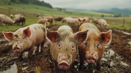 A farm where pigs have access to automated mud baths, monitored by smart sensors.