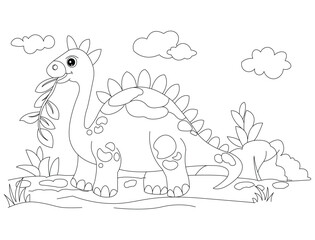 Hand drawn dragon line art for children coloring book