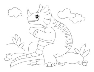 Hand drawn dragon line art for children coloring book