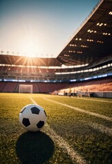 ball on a football field, vertical orientation, ai