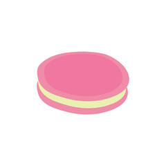 Pink macaron cake vector illustration isolated on white background.