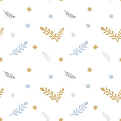 Branch seamless pattern. Cute Seamless pattern of branches with leaves on a white background