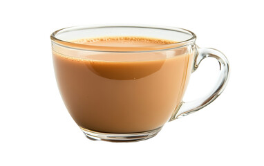 Glass cup of milk tea on transparent background, png	