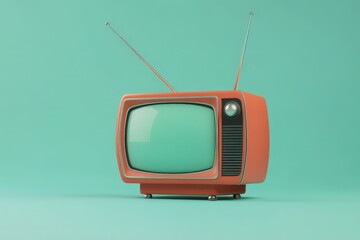 An old television sitting on a wooden table, suitable for nostalgic or retro-themed designs. Beautiful simple AI generated image