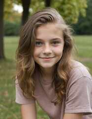 Fototapeta premium Teen girl smiling in the sunlight.