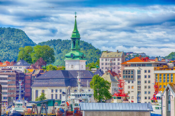 Bergen, Norway view with colorful houses