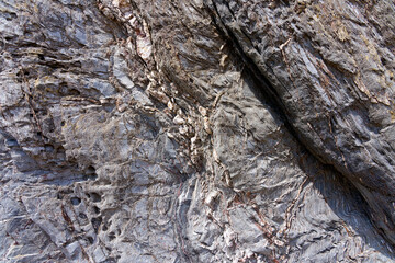 Close up of eroded lava rock found on Hemmick beach in Cornwall.