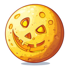 Fototapeta premium Cute Smiling Halloween Jack o Lantern Full Moon Cartoon Character on Isolated White Background