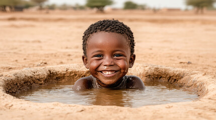 Water The Source of All Life A powerful image capturing the essence of survival and sustainability in rural communities highlighting the importance of clean water for future generations