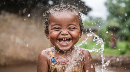 Obraz premium Water The Source of All Life A powerful image capturing the essence of survival and sustainability in rural communities highlighting the importance of clean water for future generations