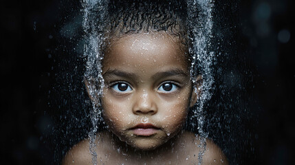 Water The Source of All Life A powerful image capturing the essence of survival and sustainability in rural communities highlighting the importance of clean water for future generations