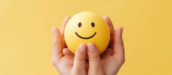 Smiling Yellow Ball Held in Hands