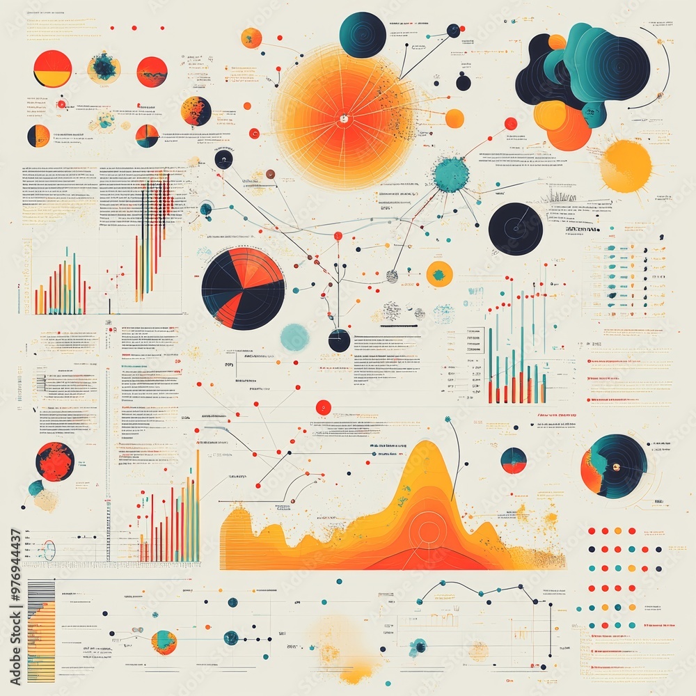 Poster abstract colorful data visualization chart graph infographic design