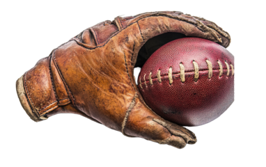 Glove with a ball on transparent background, png	
