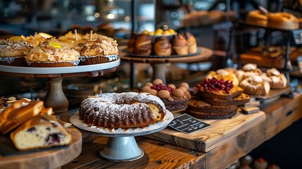 Fototapeta premium Baked goods available at the cafe area