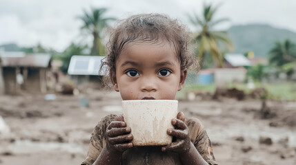 Water The Source of All Life A powerful image capturing the essence of survival and sustainability in rural communities highlighting the importance of clean water for future generations