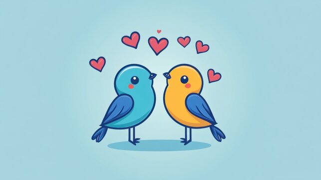 cute birds in love with hearts clip art preview