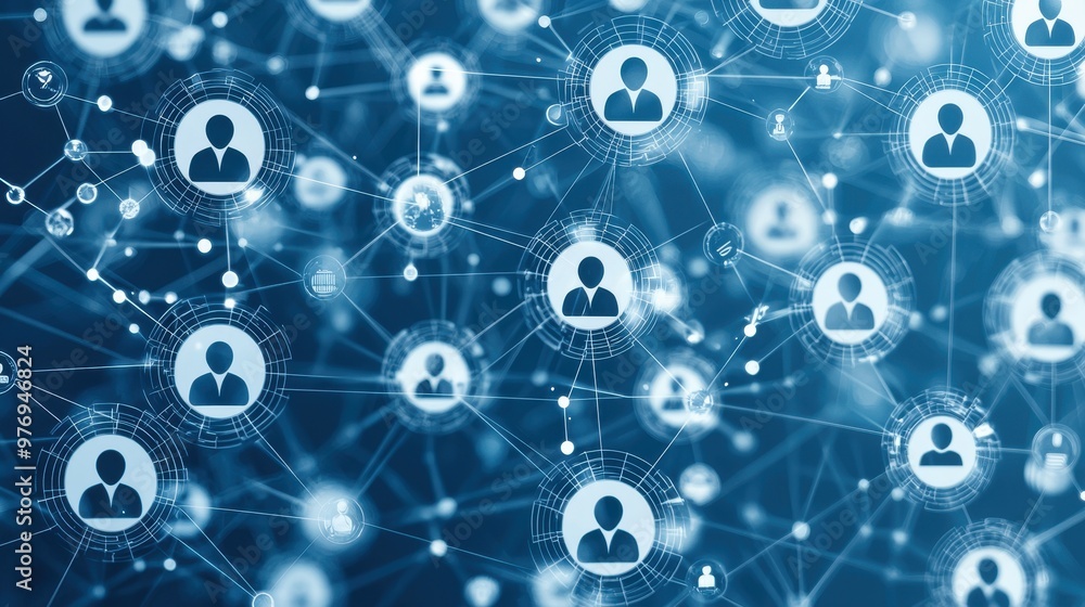 Poster digital network of people abstract connection social media global network online community digital t
