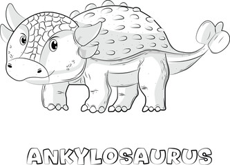 Hand drawn dinosaur line art coloring book illustration